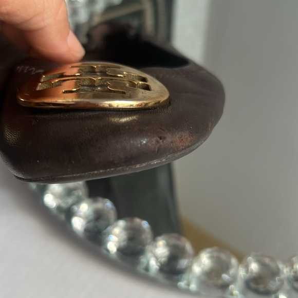 Tory Burch dark brown leather  Espadrilles with Gold Emblem size 8 - Picture 10 of 11